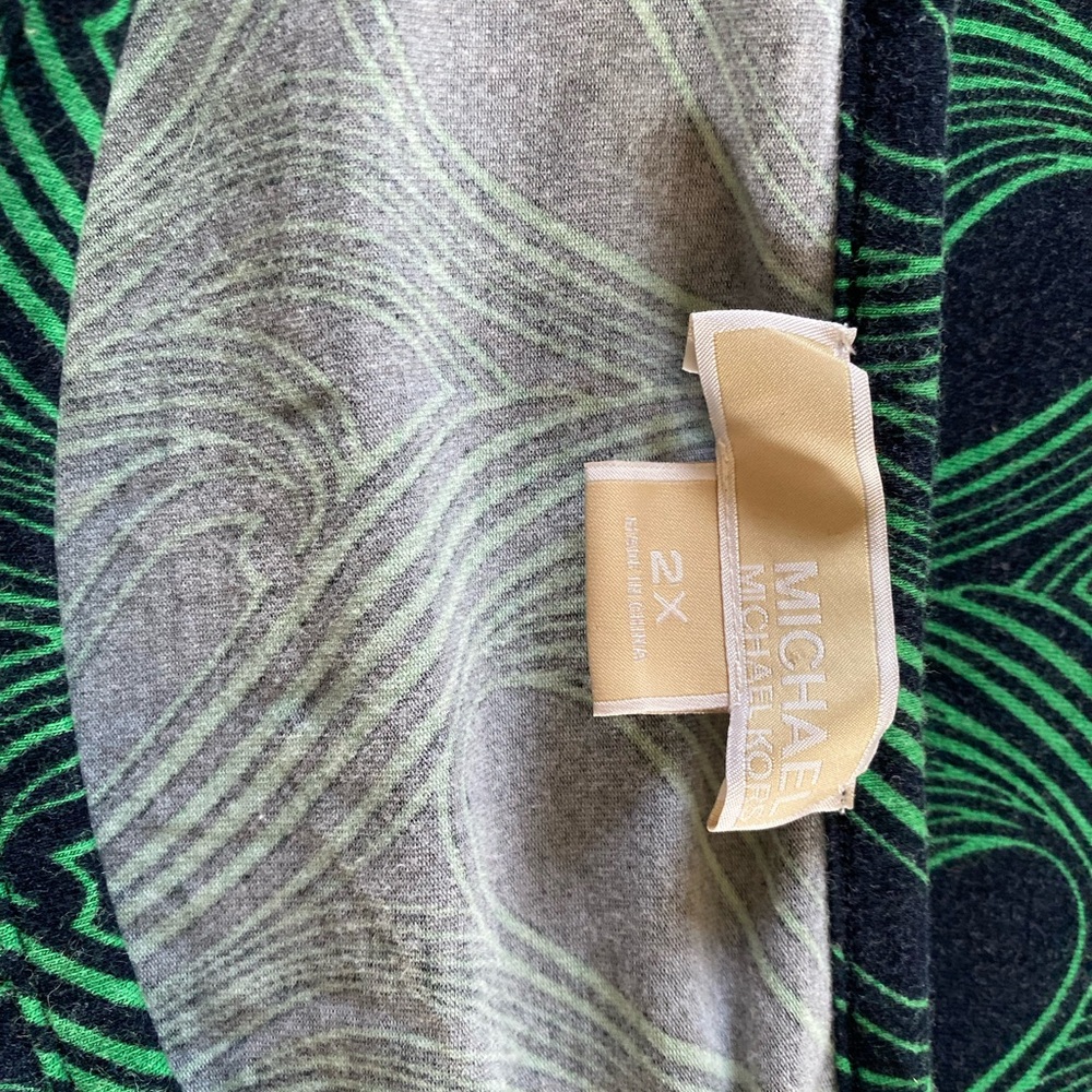 Michael Kors Black and Green Swirl Top